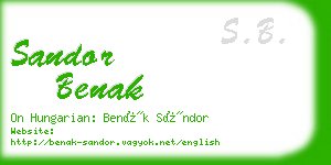 sandor benak business card